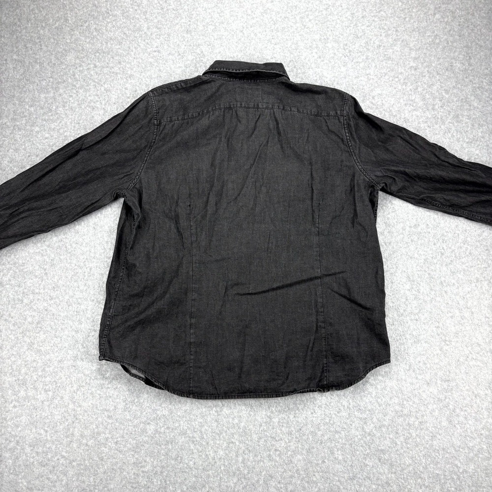 Chaps Shirt Womens XL Black Denim Cowgirl Western Pockets Long Sleeve Pearl Snap - Picture 2 of 8